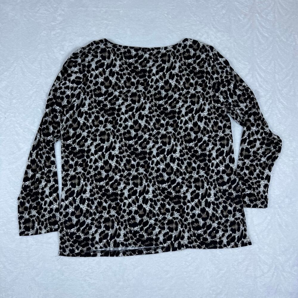 Mario Serrani Italy Women's Large Animal Print Crewneck Long Sleeve Top Viscose‎